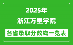 2025年浙江萬里學院各省錄取分數(shù)線一覽表（含2024年最低分）