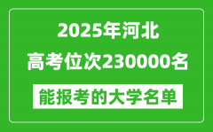 2025河北高考位次230000名能報(bào)考什么大學(xué)？附能上大學(xué)名單