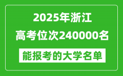 2025浙江高考位次240000名能報(bào)考什么大學(xué)？附能上大學(xué)名單